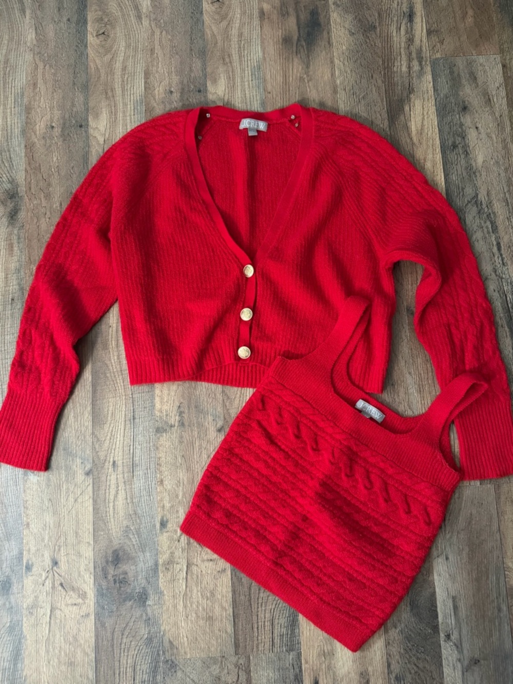 J. Crew Women's Red Knit Cardigan & Tank Set Small